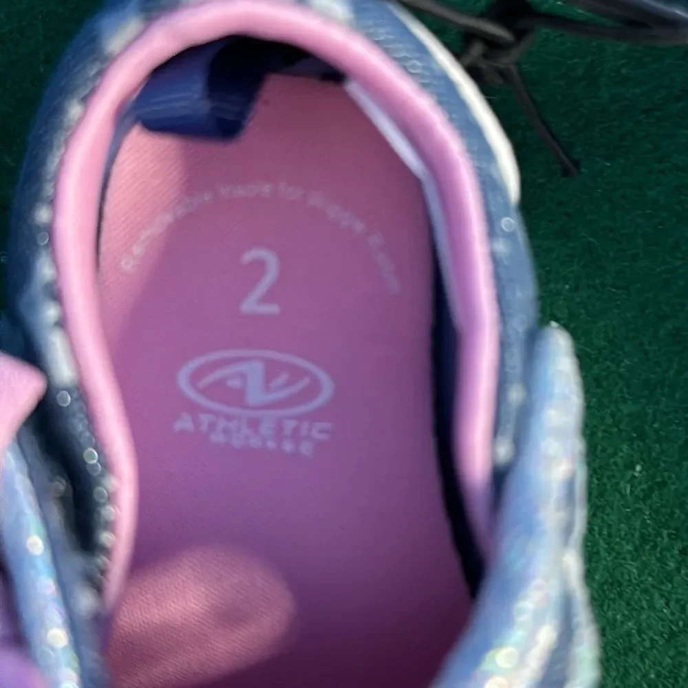 Athletic Works Baby Girls Slip-On Sneakers Size 2 Blue Pink Unicorn Shoes